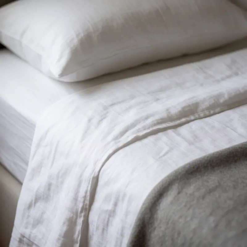 Folded white linen and towels, no branding, no monogram