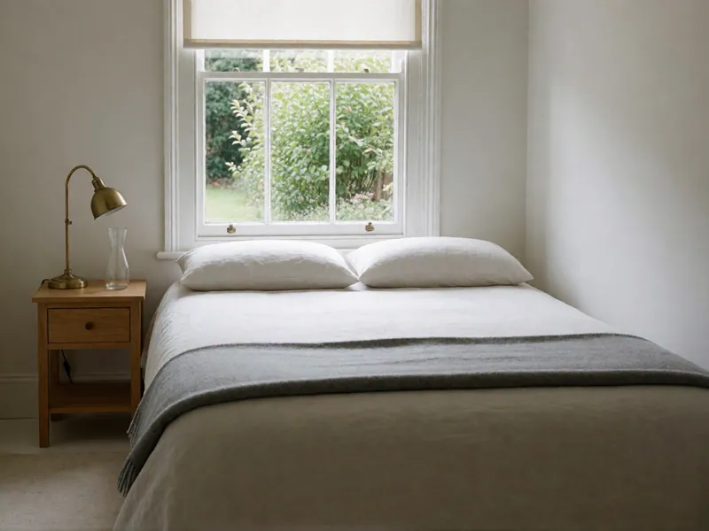 The garden apartment's main bedroom, with a window onto the garden