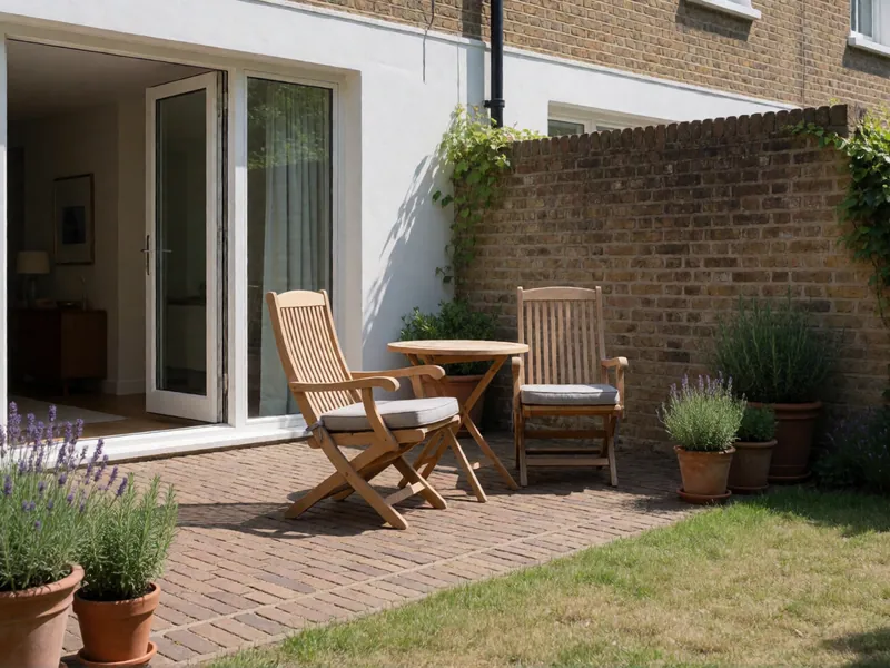 The terrace just outside the garden apartment's own door
