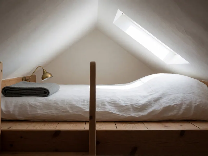 The mezzanine over the loft's sitting room, reached by a ladder-stair