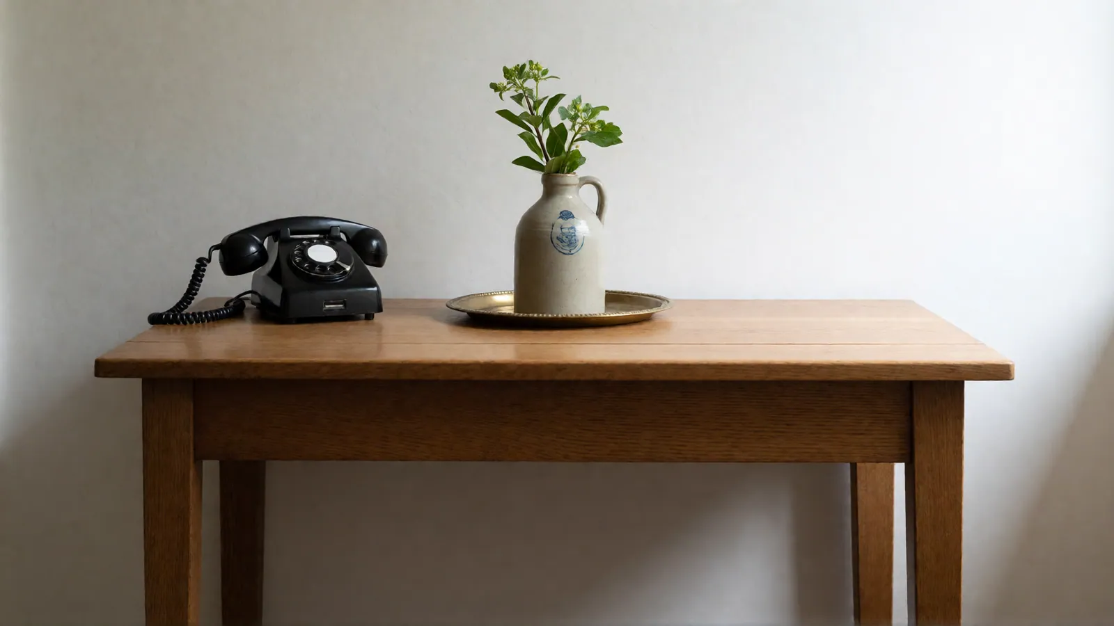 A writing desk beside a window, empty, with a lamp and a notebook on it