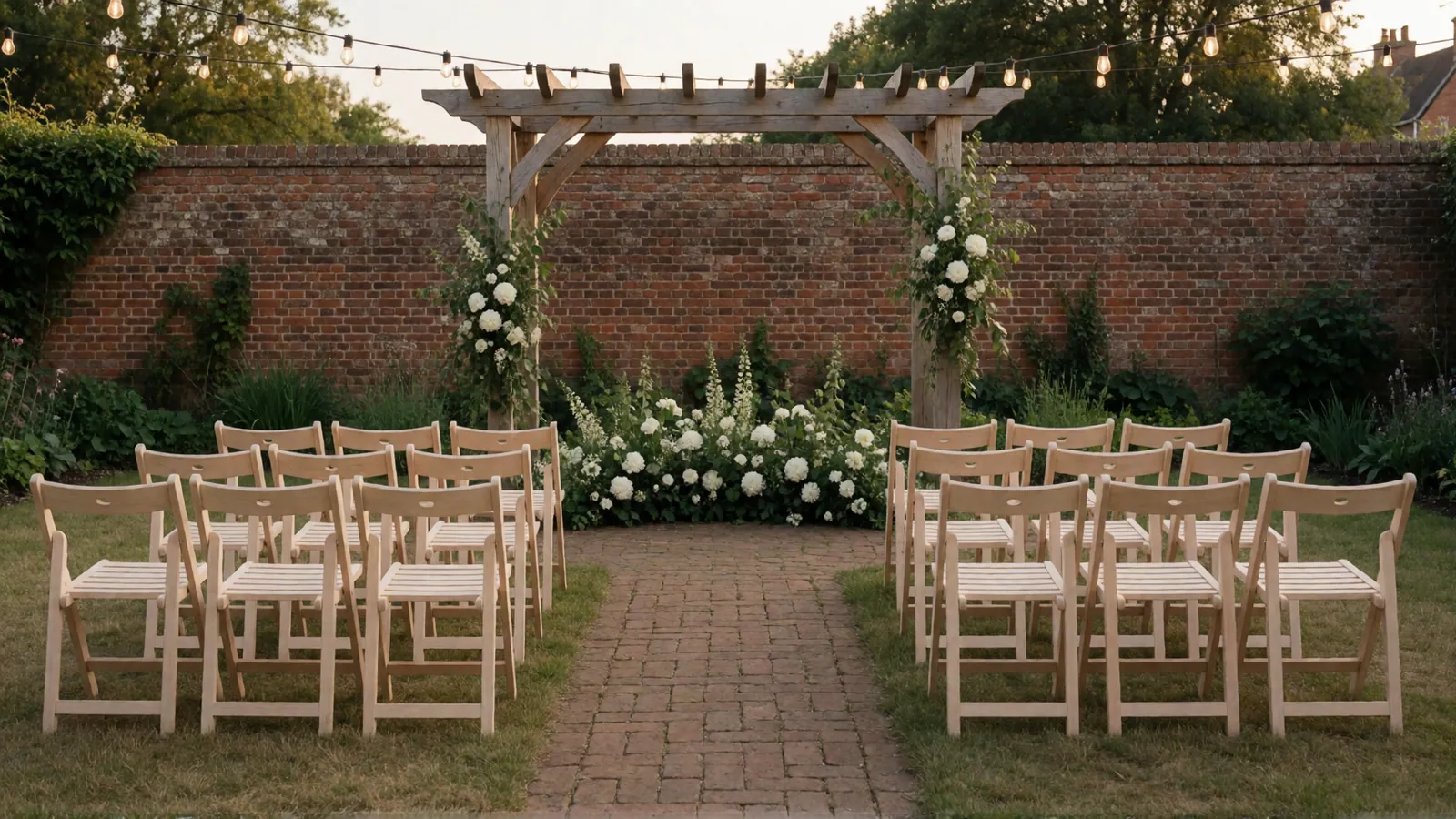 The house's parlour and garden, set for a gathering